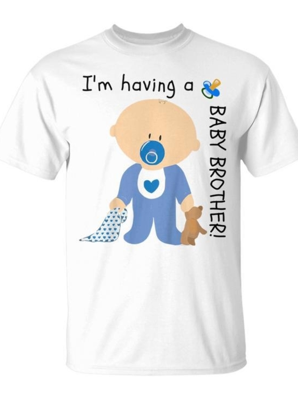 Unbranded White "I'm Having a Baby Brother" Kids T-Shirt - Blue Graphic